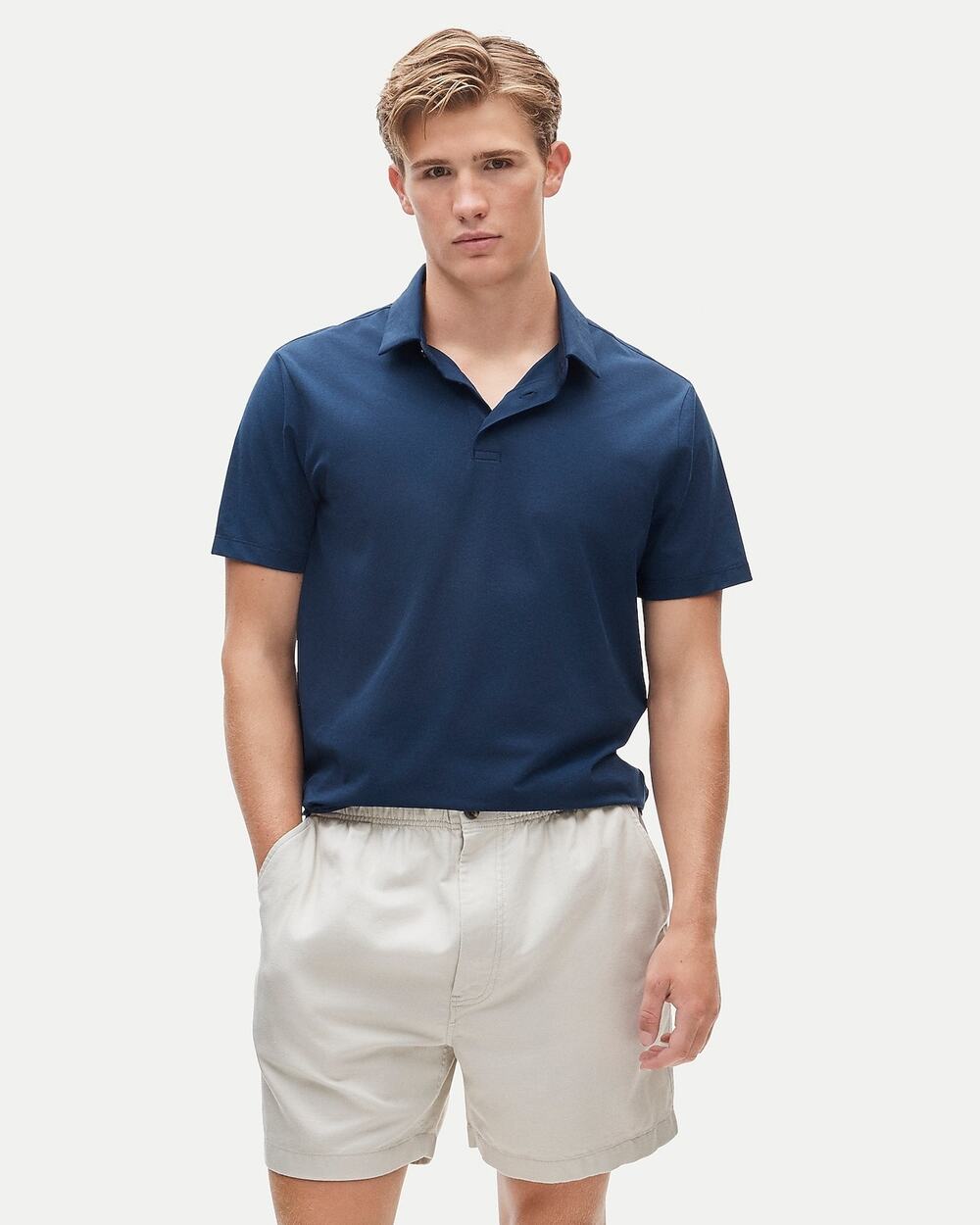 NWT J. Crew Men’s Performance Piqué Polo Shirt Blue Short Sleeve Active Golf L